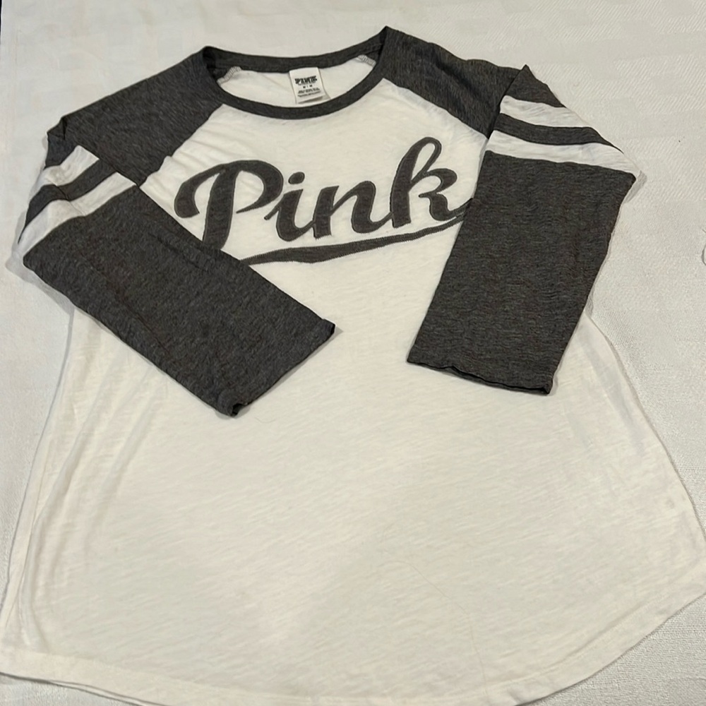 Victoria’s Secret shirt gray sleeves, white top